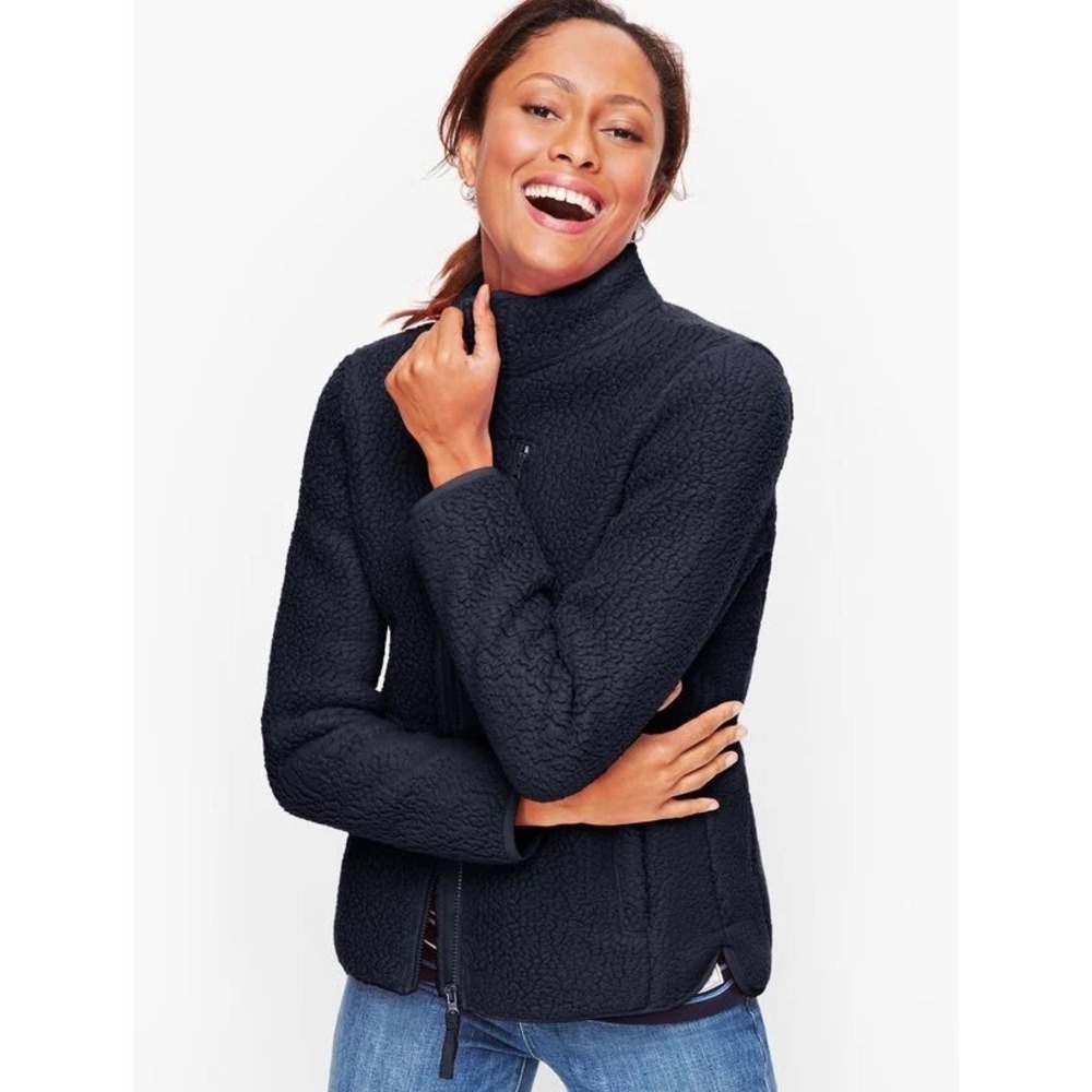 Talbots‎ Polartec Sherpa Fleece Full Zip Jacket Black Size M